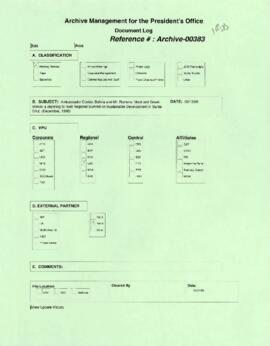 President Wolfensohn - Briefing Book for President's Meetings and Events - Ambassador Cossio and ...