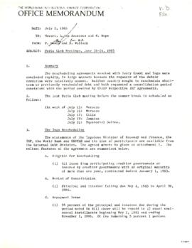 Paris Club - Correspondence - June 1985 - March 1989 - Fred D. Levy