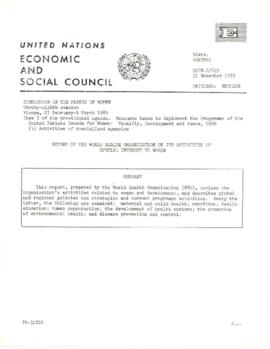 Women in Development - United Nations Commission on the Status of Women - Correspondence - Volume 1