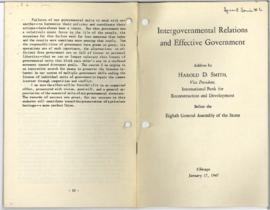Smith, Harold D. - Articles and Speeches (1947) - 1v
