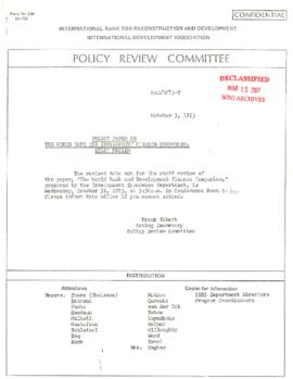 Development Economics and Chief Economist [DEC] - Policy Review Committee - PRC/M/73-9, PRC/M/73-9a
