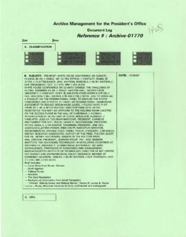 President Wolfensohn - Briefing Book for President's Meetings and Events - White House Conference...