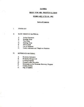 President Lewis T. Preston Travel - Gisu Mohadjer - Tanzania, Zambia - February 1992 - Brief