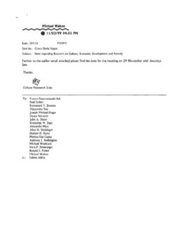 Shelton H. Davis -  Culture and Development Background - Correspondence