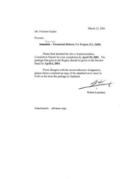 Kenya : Parastatal Reform Technical Assistance Project (Credit 2440) - Management and Oversight -...