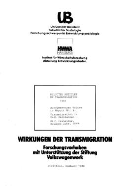 Selected Articles on Transmigration - 1987 - Supplementary Volume to Report 4 - Transmigration in...