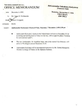 President Wolfensohn - Briefing Book for President's Meetings and Events - Ambassador Takakazu Ku...