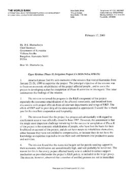 Upper Krishna Irrigation Project (02) - India - Credit 2010, Loan 3050 - P009898 - Special OED St...