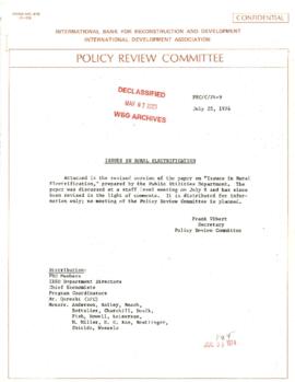 Power - Public Utilities, Rural Electrification - Follow Up - Reports, Background Papers - July 1974