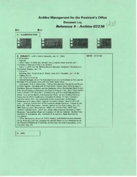 President Wolfensohn - Briefing Book for President's Travel - Brussels - Belgium - January 21, 1998