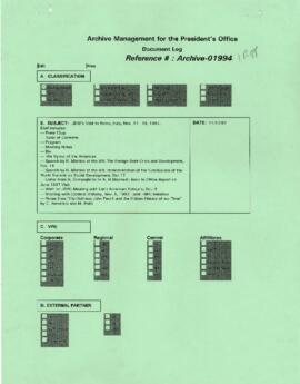 President Wolfensohn - Briefing Book for President's Travel - Rome - Italy - November 18, 1997