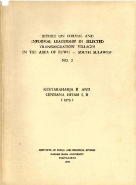 Report on Formal and Informal Leadership in Selected Transmigration Villages in the Area of Luwu ...
