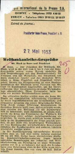 Eugene Black - Mr. Black's trip to Europe - May 1953