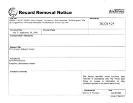 PSDBE / PSDCR / PSDPP - Work Program / Information - Staff Consultant - Work Program CAM TRS Adju...