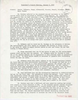 Records of President Robert S. McNamara President's Council minutes - Minutes 05