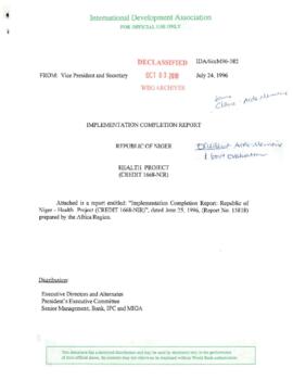 Niger - Health Project - Correspondence 01
