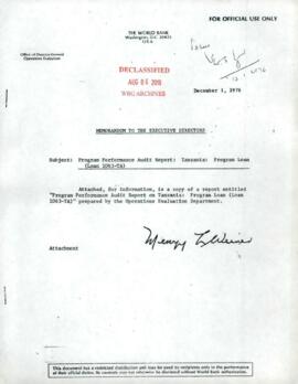 Tanzania - Program Loan - Correspondence - Loan 1063