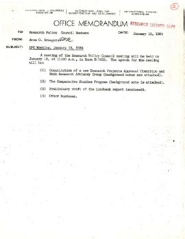 Research Policy Council - agendas and minutes - Agendas 1984