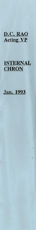 D.C. Rao, Acting Vice President - Internal Chronological Records - Correspondence - January 1993 ...