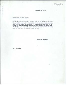President's papers - Robert S. McNamara Memoranda for the Record - Memoranda 03