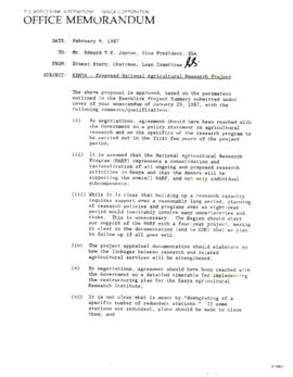 Kenya - National Agricultural Research Project - Loan Committee Project File