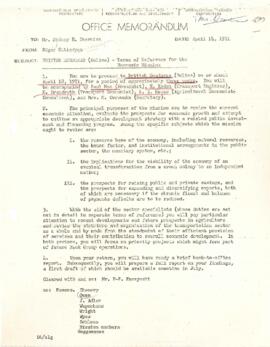 Economic Committee Papers - British Honduras - Belize - Terms of Reference [TOR] for the Economic...