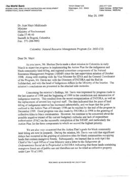 Shelton H. Davis - Colombia - Natural Resource Management [NRM] Project - Correspondence