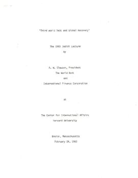 The 1983 Jodidi Lecture, Harvard University, Boston, MA. February 24,1983