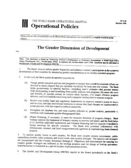 Operational Policies - The Gender Dimension of Development - Oct. 1999