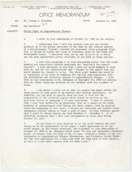 Irving Friedman UNCTAD Files: Geneva Meeting on Supplementary Finance, August 26 - September 12, ...