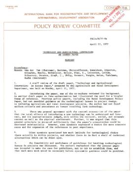 Development Policy - Policy Review Committee [PRC] - Technology and Agricultural Innovation - Mar...