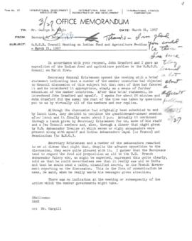 Bernard R. Bell Files: OECD Meeting, Indian Food and Agriculture - Correspondence