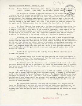 Records of President Robert S. McNamara President's Council minutes - Minutes 12