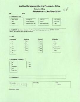 President Wolfensohn - Briefing Book for President's Meetings and Events - Dr Antonia Coella Nove...