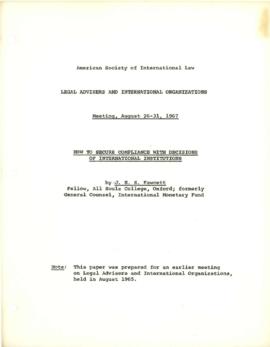 American Society of International Law (ASIL) - Bellagio Meeting papers, 1967