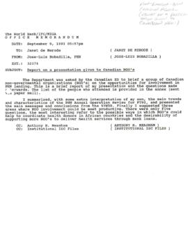 Population, Health and Nutrition [PHN] - Liaison - General - 1993 Correspondence - Volume 1