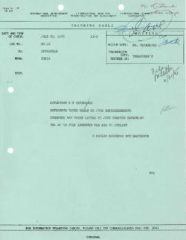 Tunisia - IBRD - Depository General - 1958 / 1965 - Correspondence