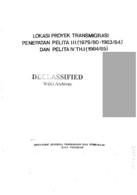 Lokasi Proyek Transmigrasi Penepatan Pelita III (1979/80-1983/84) Dan Pelita IV TH.I (1984/85)
