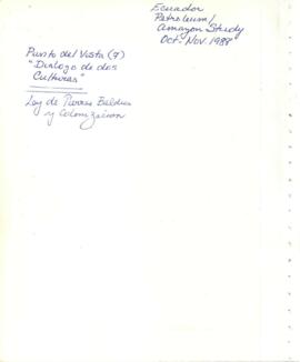 Shelton H. Davis - Field Notes - Ecuador - Petroleum / Amazon Study