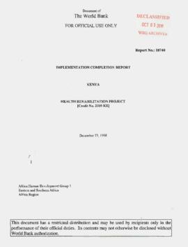 Kenya - Health Rehabilitation Project - Implementation Completion Report / Performance Audit Repo...