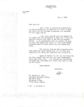 President A. W. Clausen Itinerary / Briefing files: France, May and November 1982, October 1983, ...