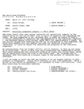 Population, Health and Nutrition [PHN] - Ghana - Nutrition - General - 1993 Correspondence - Volu...