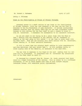 Commodity Price Stabilization Study: Irving Friedman Correspondence - Correspondence 01