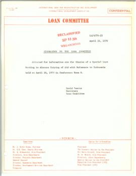 Special Loan Committee Meeting - Minutes and Memos - 1970 - (April)