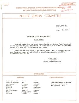 Development Economics and Chief Economist [DEC] - Policy Review Committee - PRC/s/M/74-12