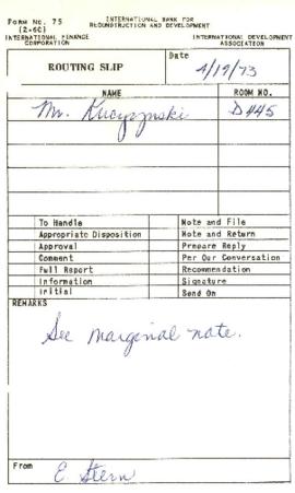 Pedro Pablo Kuczynski Subject Files - Commodities - Correspondence - Volume 5 - January - April 1973