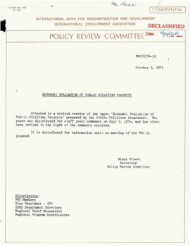 Bernard Bell Files - economic Evaluation of Public Utilities Projects - Policy Review Committee P...
