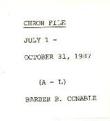 President Barber Conable Chronological Records - Outgoing - Correspondence - A-J - July 1 - Octob...