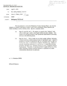 Population, Health and Nutrition [PHN] - Philippines - Health - General - 1993 Correspondence - V...