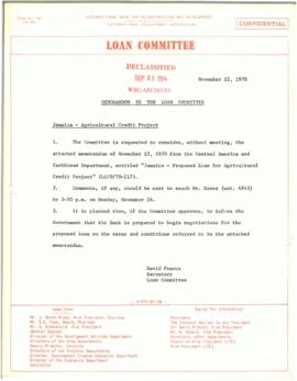 Special Loan Committee Meeting - Minutes and Memos - 1970 - (October - November)